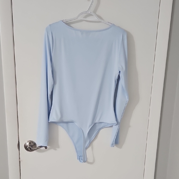 Light Blue Long-Sleeve Women’s Bodysuit - Picture 3 of 3